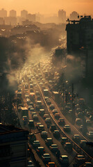 Fototapeta premium 대도시에서 자동차의 CO2 배출로 인한 참혹한 오염 이미지