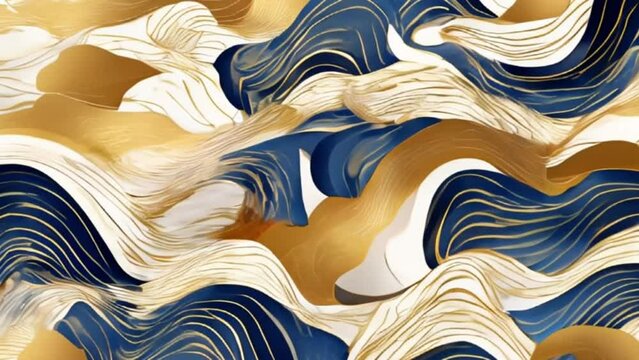 Abstract art background with Gold brush wave pattern, motion