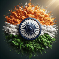 Indian National Flag Abstract Art - Tricolour - Tiranga - Generative AI