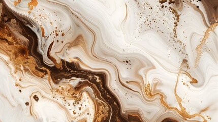 Luxurious Abstract Backdrop of Flowing Milk and Coffee Blending in Mesmerizing Organic Patterns