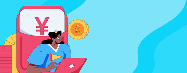 Holiday shopping people doing e-commerce online shopping flat vector concept operation hand drawn illustration
