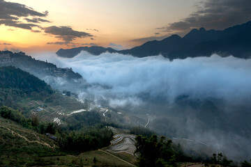 Magical dawn on the mountain in Sa Pa, Viet Nam