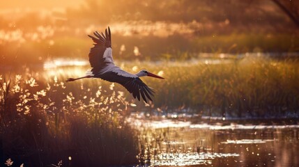 A bird is flying over a body of water - Powered by Adobe