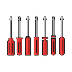 Screwdriver icon set. flat vector illustration.