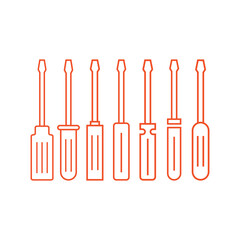 Screwdriver icon set. flat vector illustration.