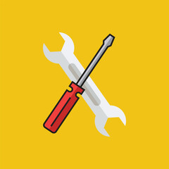 Flat screw driver icon symbol vector Illustration.