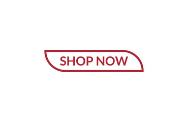 Shop now red ribbon label banner. Open available now sign or Shop now tag.