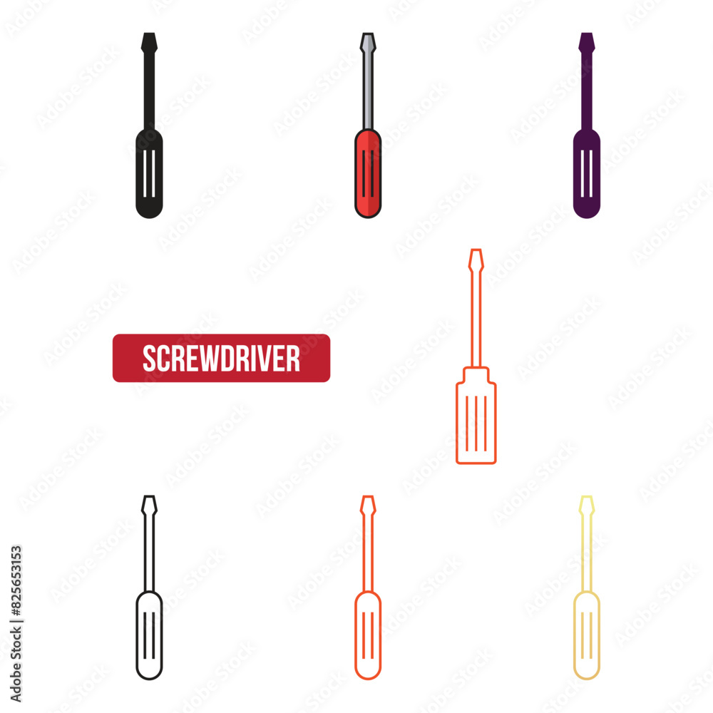 Wall mural flat screwdriver icon set. symbol vector illustration.