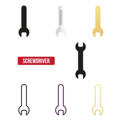 Flat screwdriver icon set. symbol vector Illustration.