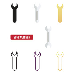 Flat screwdriver icon set. symbol vector Illustration.