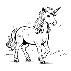 Clean line unicorn icon for coloring.