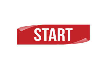 Fototapeta premium Start red ribbon label banner. Open available now sign or Start tag.