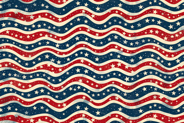 A wavy pattern of stars and stripes evokes the American flag's essence.