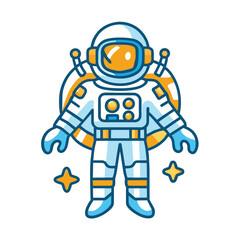 Fototapeta premium Cartoon Astronaut in Spacesuit with Stars