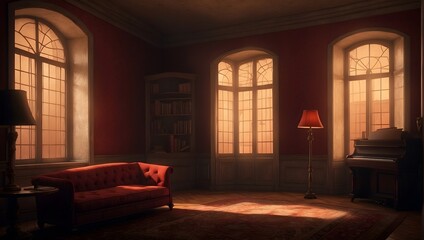 A suspenseful tale set in a dimly lit, reddish room where shadows conceal secrets waiting to be uncovered ai_generated