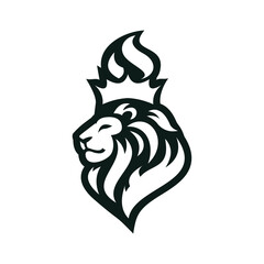 lion luxury logo icon template, elegant lion logo design illustration, lion head with crown logo, lion elegant symbol
