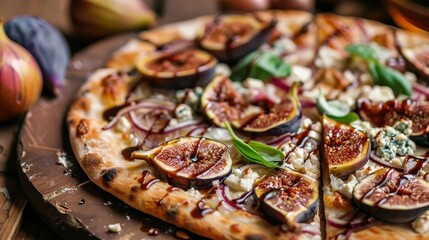 Gourmet pizza with figs