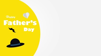 Happy father's day animated text, modern animation Happy Father's Day with hanging ties, moustaches, hats and hearts.