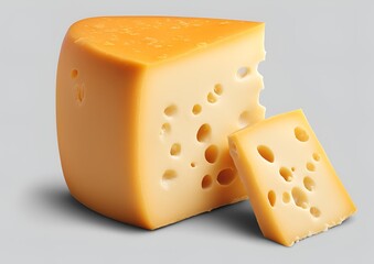 Piece of cheese isolated on a white background with clipping path.