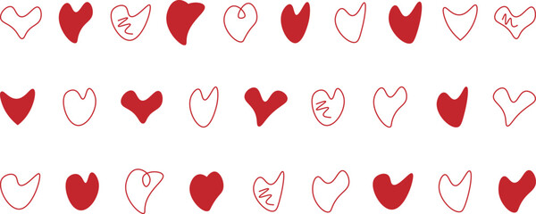 Doodle hearts sketch set. Hand drawn heart icon love collection