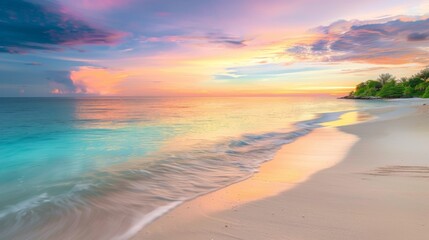 Sunset Beach with Gentle Rolling Waves