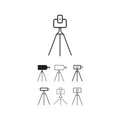 Theodolite on tripod line icon. Flat style design isolated on white background.