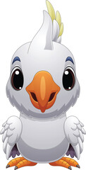 Cartoon happy white cockatoo bird
