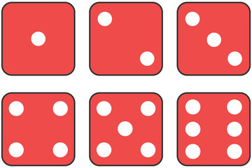 Dice faces icon set in flat style design isolated on white background.