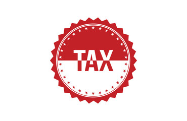 Red banner Tax on white background.