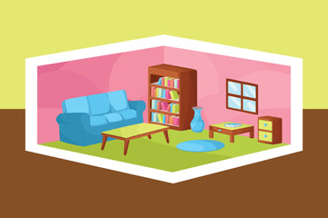 Living Room Bright Colorful Interior 3 D Perspective
