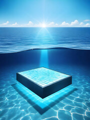 Blue water of the sea background and blank for placing product
