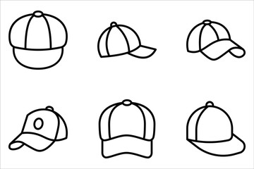 Baseball cap line and glyph icon set, clothes and wear, motorboat vector icon, vector graphics on white background