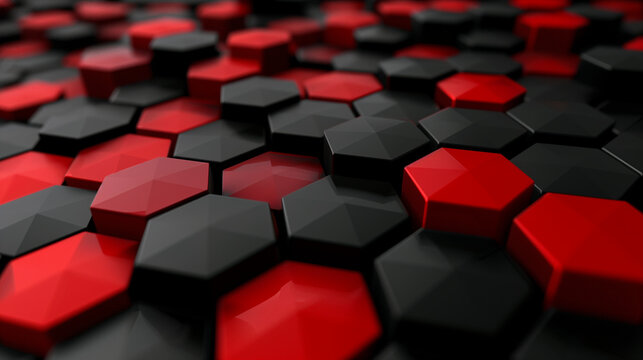 abstract background with black and red hexagon, modern 3d wallpaper, business background 