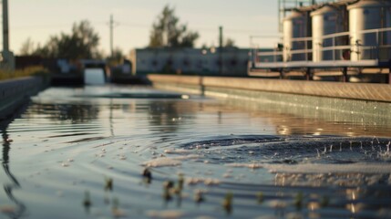 The facilitys wastewater treatment plant sits off to the side filtering and decontaminating the water used in the recycling process.