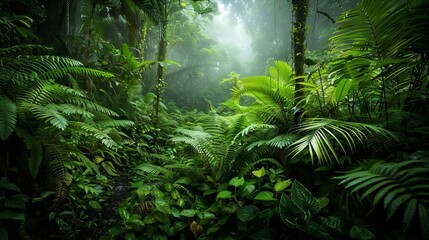 lush rain forest in dense jungle vibrant nature landscape photography