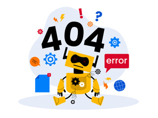 Connection error. Page not found vector illustration