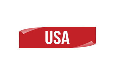 Red banner Usa on white background.