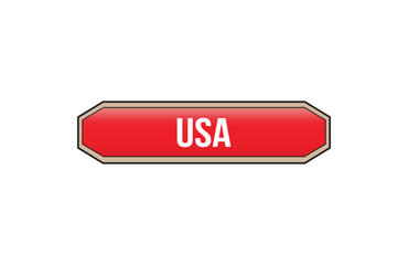 Red banner Usa on white background.