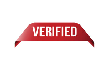 Verified red ribbon label banner. Open available now sign or Verified tag.