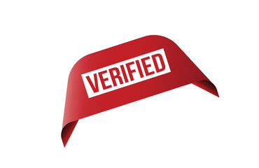 Verified red ribbon label banner. Open available now sign or Verified tag.