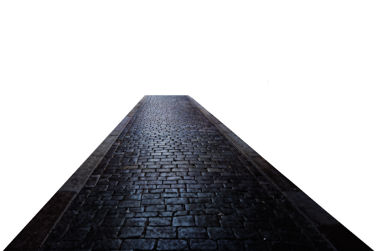 Cutout of a dark sidewalk tiles texture isolated transparent png	