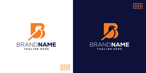 Creative Letter B Bird Silhouette Logo Design, Design Inspiration, Illustration, Vector