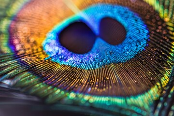 Obraz premium A close up of a peacock feather with a rainbow of colors generated by AI