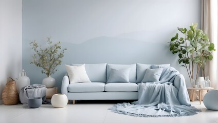 The tranquil beauty of soft bluish tones set against a pure white background ai_generated
