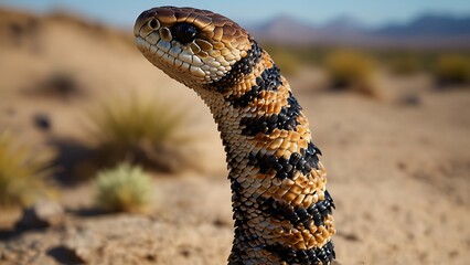 Naklejka premium close up of a snake with blur background