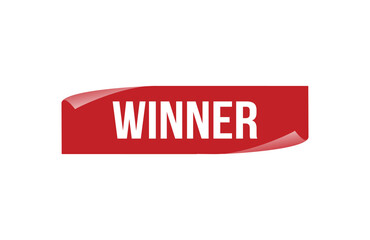 Winner red ribbon label banner. Open available now sign or Winner tag.