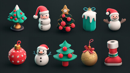 Asset of Christmas for ui game isolation on dark background, Illustration.