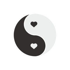 Flat ying yang icon symbol vector Illustration.