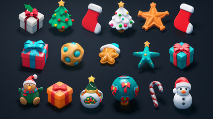 Asset of Christmas for ui game isolation on dark background, Illustration.