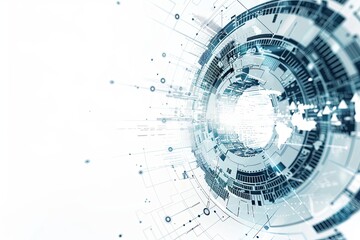 Obraz premium Dynamic blend of tech & finance on white backdrop. Perfect for fintech, digital currencies, and cutting-edge